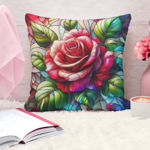 Coussin Effet de vitrail Rose Élégante