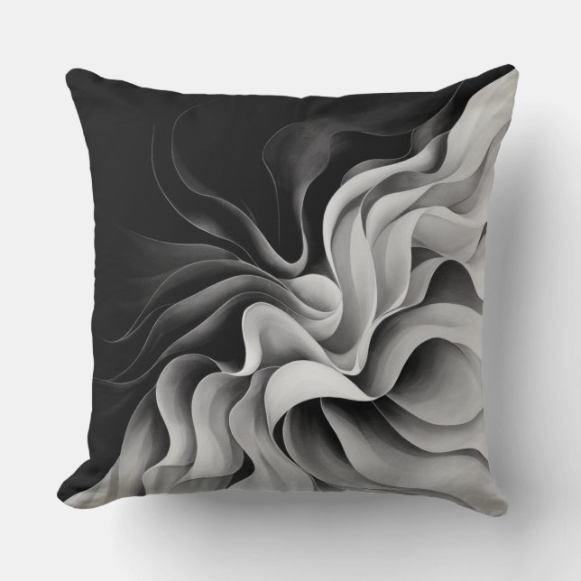 Coussin Effet Ombre de tons noirs blancs (Recto)