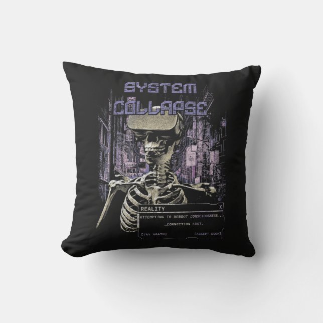 Coussin Effondrement du système - Tecno-Dystopian Streetwe (Recto)