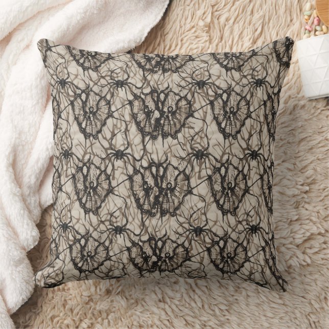 Coussin Éffrayant Black Lace Spider Web Motif sans couture (Couverture)