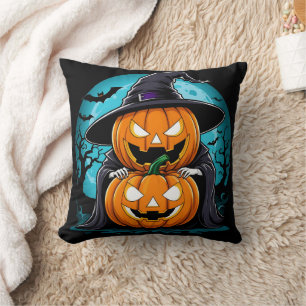 Coussin Éffrayant fantôme d'Halloween avec des citrouilles