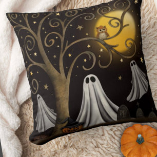 Coussin Éffrayant Fantômes Halloween Night Moon Arbre
