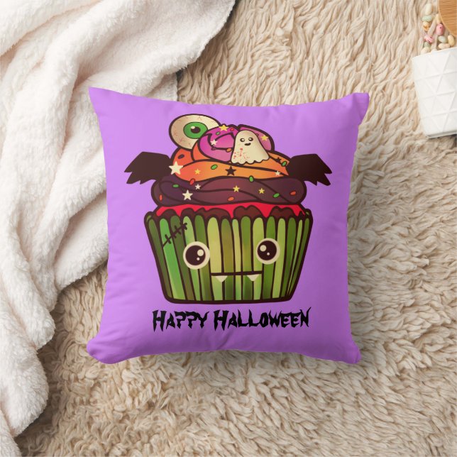 Coussin Éffrayant Halloween Cupcake (Couverture)