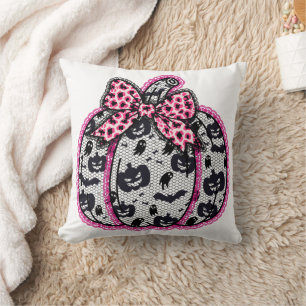 Coussin Éffrayant Lace Halloween Citrouille Coquette