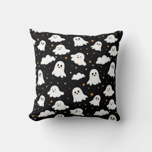 Coussin Éffrayant mignon Halloween Ghost Nuageux Star Sky