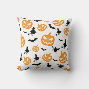 Coussin Éffrayant Orange Citrouille Halloween Motif sans c