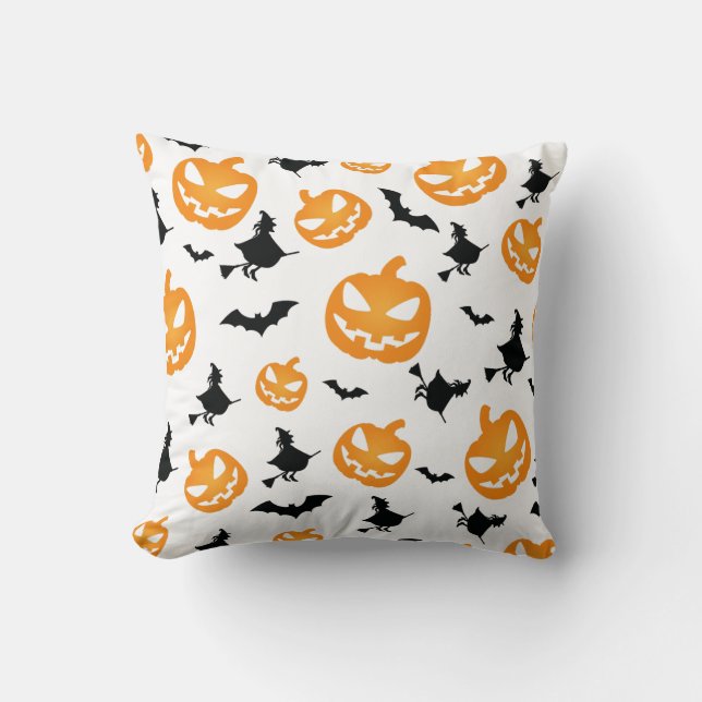 Coussin Éffrayant Orange Citrouille Halloween Motif sans c (Recto)