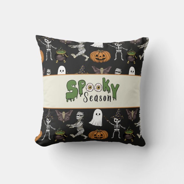 Coussin Éffrayant saison Black Halloween Motif (Recto)