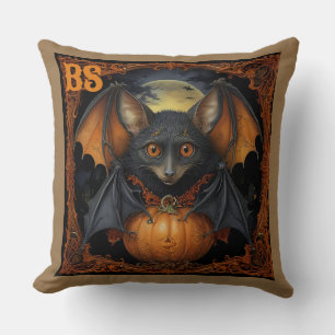 Coussin Éffrayante mignonne chauve-souris d'Halloween cach