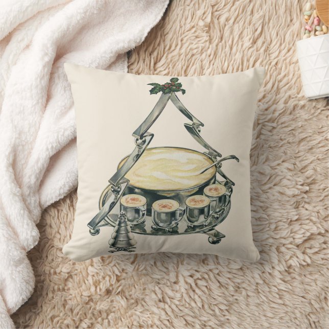 Coussin Eggnog dans un bol de punch de sapin de Noël vinta (Couverture)