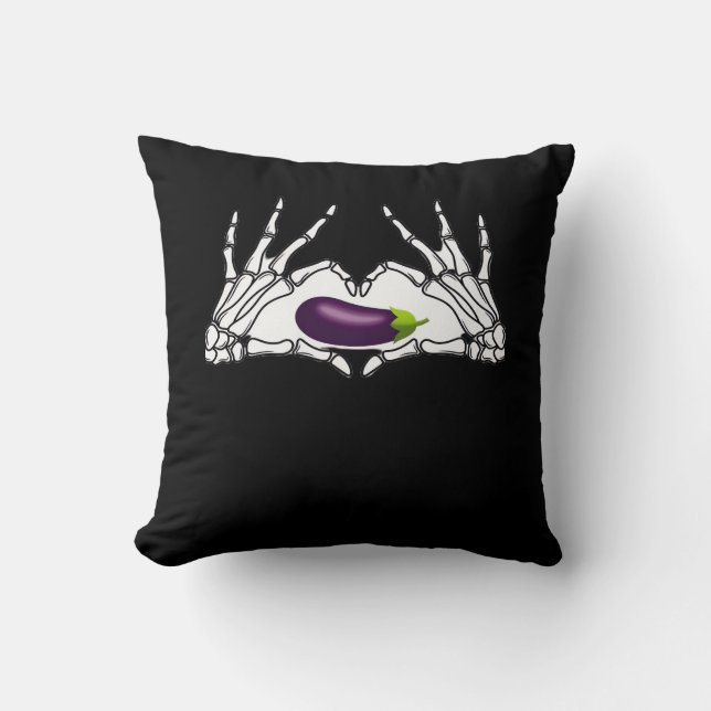 Coussin Eggplant Classic - Squelette Mains Coeur (Recto)