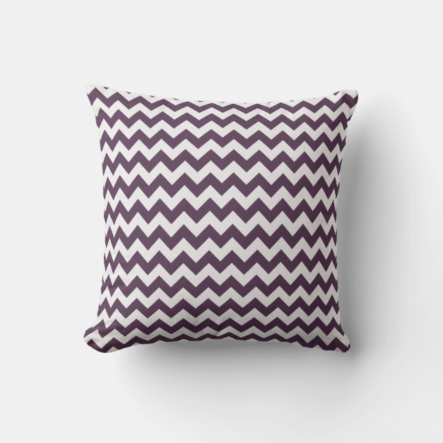 Coussin Eggplant Purple Chevron; zig zag (Recto)