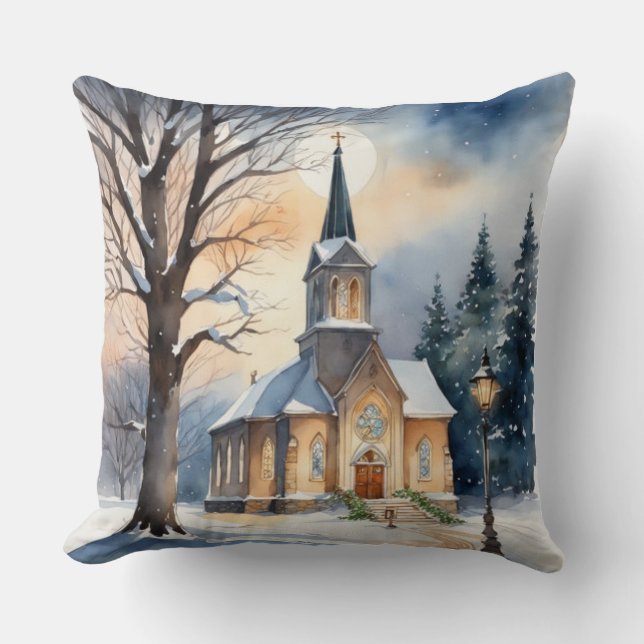 Coussin Église de campagne, Église de Noël du pays, Église (Recto)