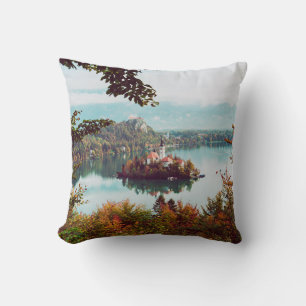 Coussin Église de l'Assomption dans le lac Bled Slovénie d
