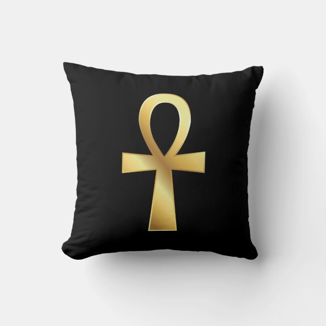 Coussin égyptien de symbole d'Ankh d'or (Recto)