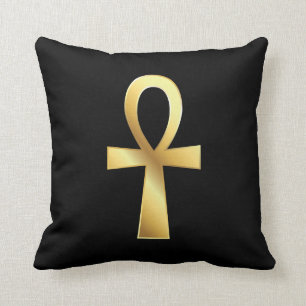 Coussin égyptien de symbole d'Ankh d'or