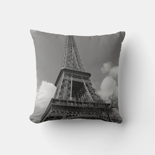 Coussin Eiffel nuageux en noir et blanc, 2015 (Recto)