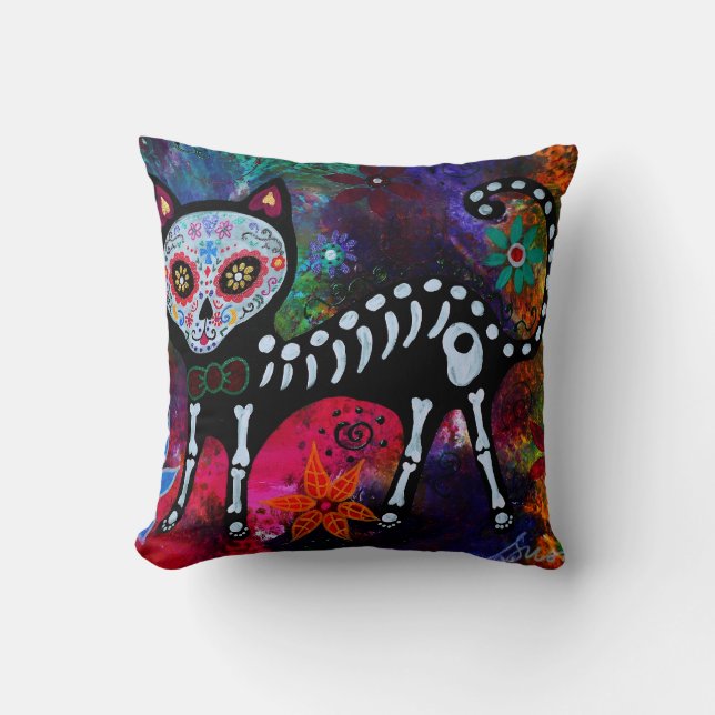 COUSSIN EL GATO CAT DIA DE LOS MUERTOS PILLOW (Recto)
