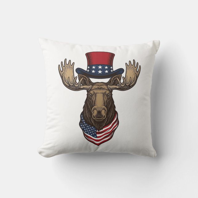 Coussin Élan patriotique gravure vintage design vectoriel_ (Recto)