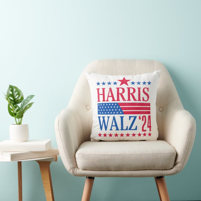 Coussin Élection de vintage Harris et Walz 2024 (Chaise)