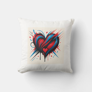 Coussin "Electro Passion Coeur - Vibrant Amour Abstrait T-