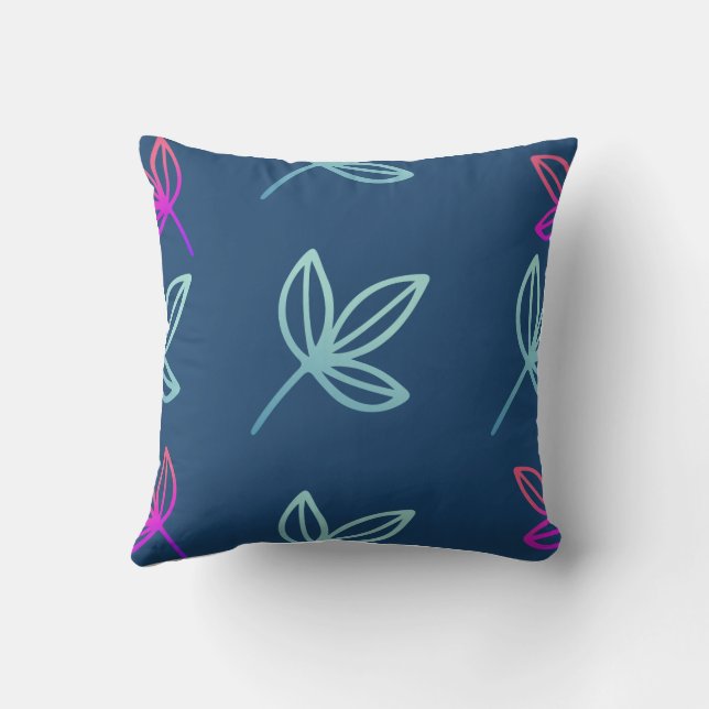 Coussin Elegan bleu vert&rose Feuilles (Verso)