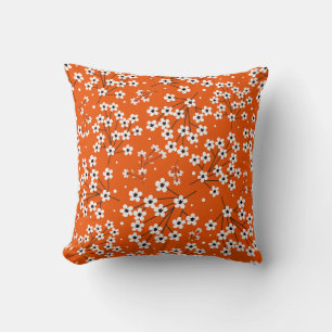 Coussin Élégance asiatique : Rouge Floral sans fil impress