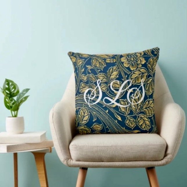 Coussin Élégance Bleu Doré (Cozy monogrammed throw pillow that reminds Mom she’s loved—perfect Mother’s Day home accent.)