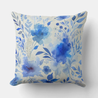 Coussin Élégance botanique bleu azur