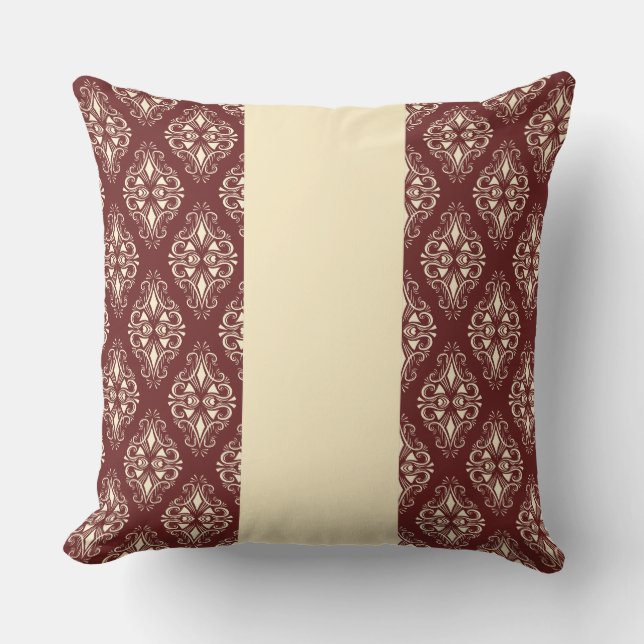 Coussin Élégance Burgundy (Bord) & Crème (Recto)
