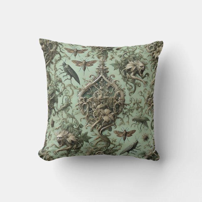 Coussin Elégance Chitinique - Design de papier peint d'ins (Recto)