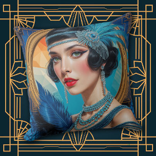 Coussin Élégance cocktail des années 1920 fille flapper co