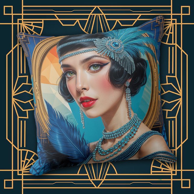 Coussin Élégance cocktail des années 1920 fille flapper co (Créateur téléchargé)