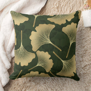 Coussin Élégance de Ginkgo Émeraude – Botanique Luxueuse O