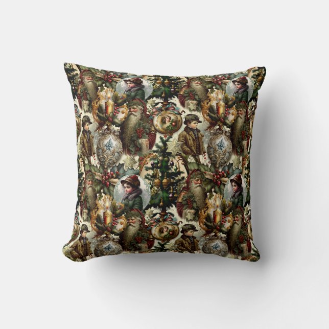 Coussin Élégance de Noël victorien  (Recto)