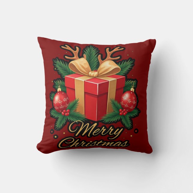 Coussin "Élégance de vacances : Dons, Arbres, & Reindeer D (Recto)