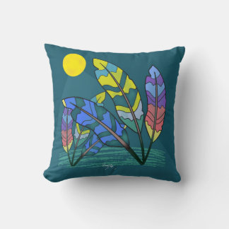 Coussin Élégance des plumes sous la lumière de la lune
