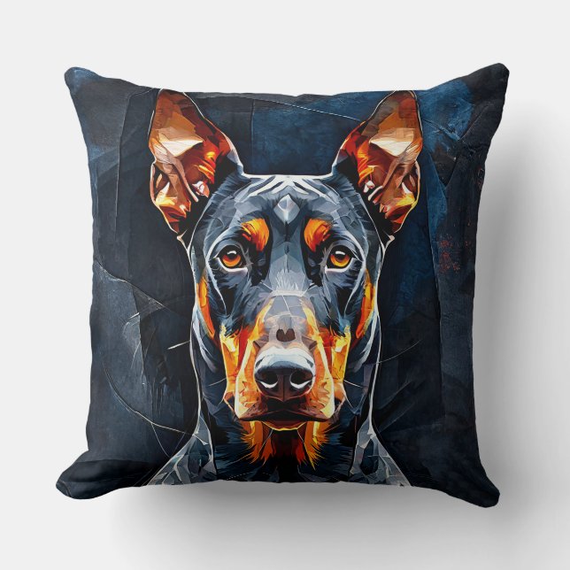 Coussin 🐾 Élégance Doberman Glow ❄️ Amoureux Moderne de C (Recto)