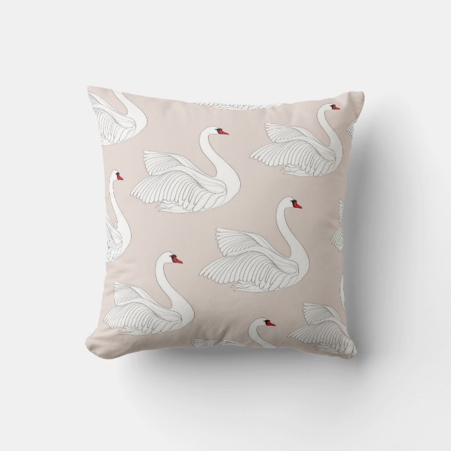 Coussin Elégance du cygne : Motif blanc ornemental. (Recto)