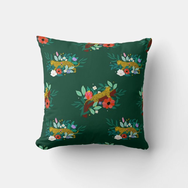 Coussin Élégance du léopard tropical (Recto)