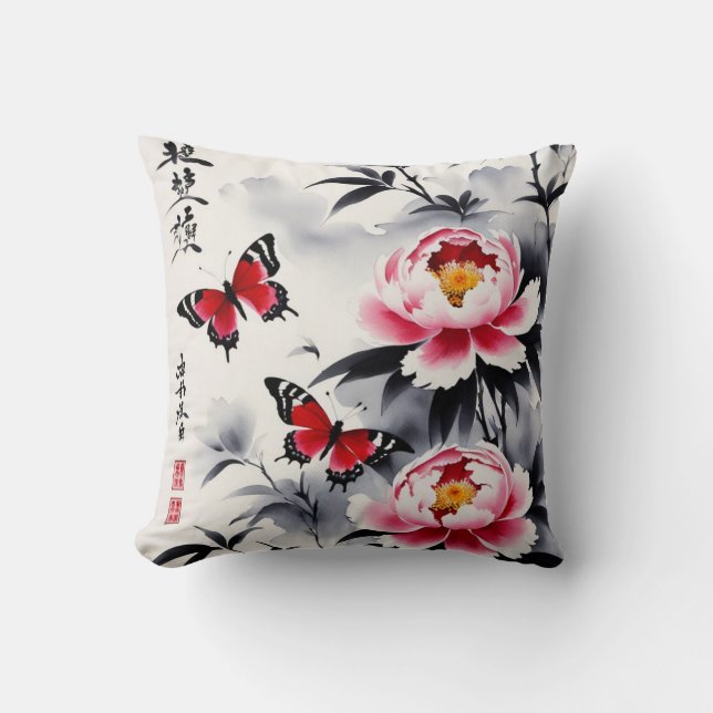 Coussin Elégance en Fleur : Harmonie Florale et Paysage (Recto)