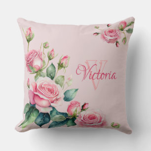 Coussin Élégance florale aquarelle personnalisée
