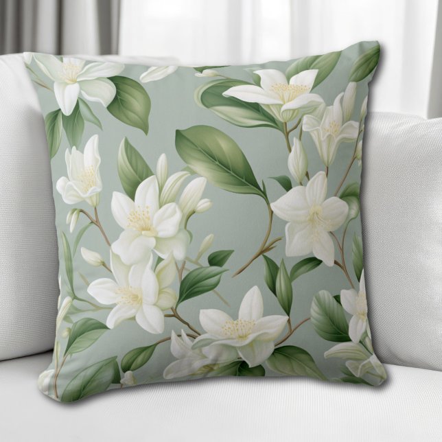Coussin Élégance Florale de Jasmin Doux Accent (Créateur téléchargé)