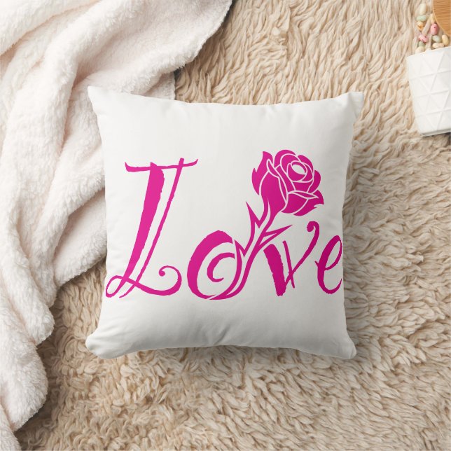 Coussin Élégance florale : l'amour illustré avec une rose (Couverture)