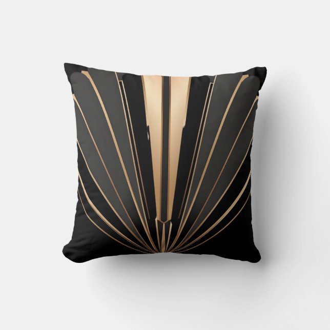 Coussin Élégance géométrique Art Déco en or éventail (Recto)