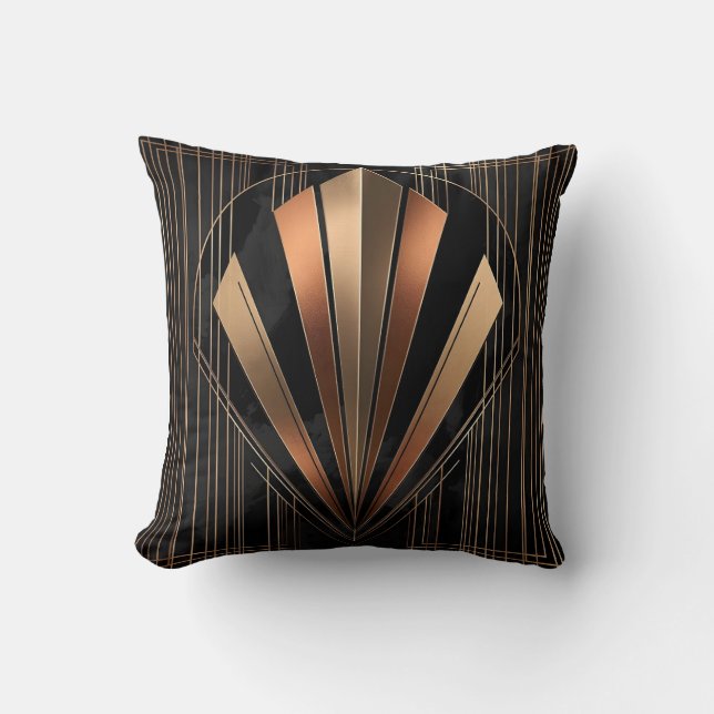 Coussin Élégance Géométrique Métallique Art Déco (Recto)
