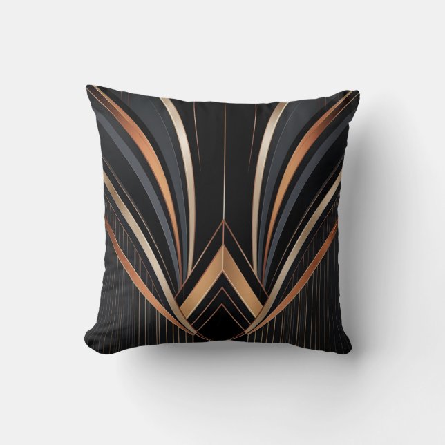 Coussin Élégance Géométrique Métallique Art Déco (Recto)