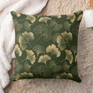 Coussin Élégance Ginkgo Émeraude – Botanique Luxeuse Or 6