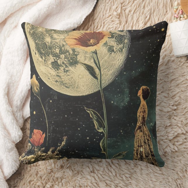 Coussin Élégance Lune - Femme avec Lune (Couverture)