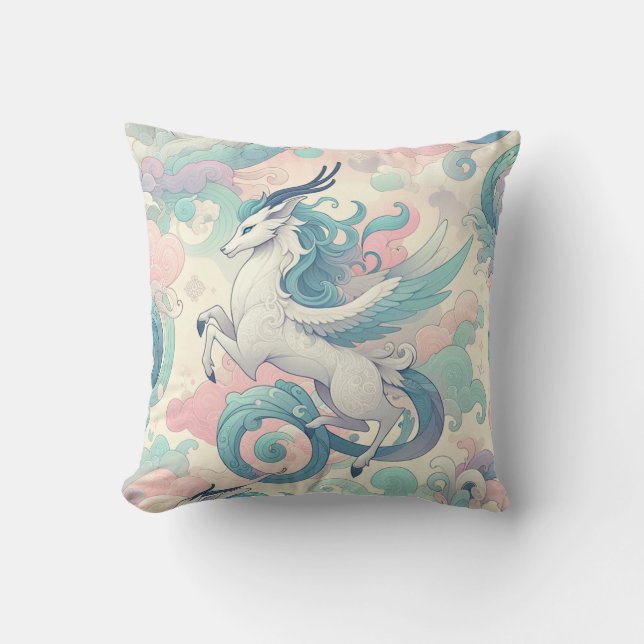 Coussin Élégance mystique : Pastel Kirin Whispers (Recto)